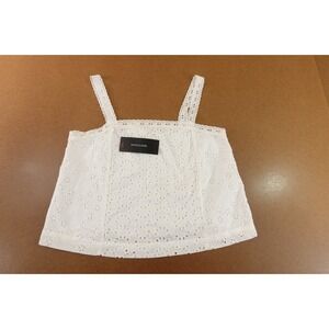 Weekend Womens Size Large White Eyelet Cotton Square Neck Tank Top NWT